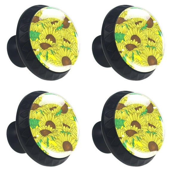 4 Pcs Sunflower Knobs for Kitchen Cabinet Cupboard Dresser Bookcase Drawer Pulls Handles Round Home Decor