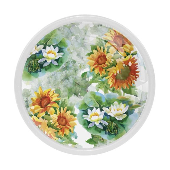 4 Pcs Sunflower Knobs for Kitchen Cabinet Cupboard Dresser Bookcase Drawer Pulls Handles Round Home Decor