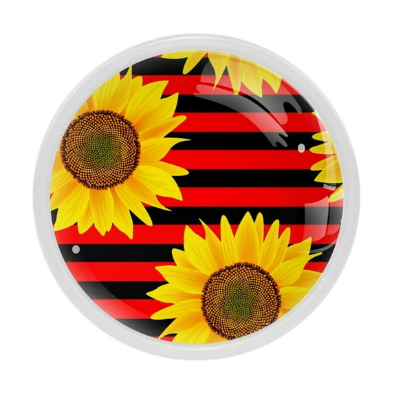 4 Pcs Sunflower Knobs for Kitchen Cabinet Cupboard Dresser Bookcase Drawer Pulls Handles Round Home Decor