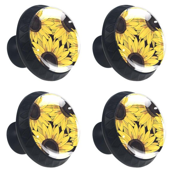 4 Pcs Sunflower Knobs for Kitchen Cabinet Cupboard Dresser Bookcase Drawer Pulls Handles Round Home Decor