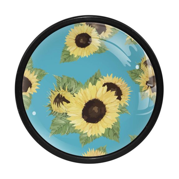4 Pcs Sunflower Knobs for Kitchen Cabinet Cupboard Dresser Bookcase Drawer Pulls Handles Round Home Decor