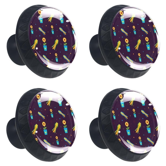 4 Pcs Sunflower Knobs for Kitchen Cabinet Cupboard Dresser Bookcase Drawer Pulls Handles Round Home Decor