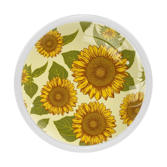4 Pcs Sunflower Knobs for Kitchen Cabinet Cupboard Dresser Bookcase Drawer Pulls Handles Round Home Decor