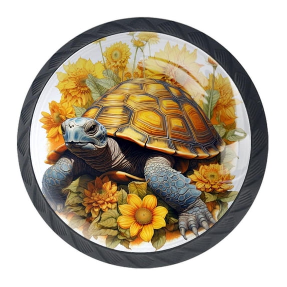 4 Pcs Sunflower Turtle Knobs for Kitchen Cabinet Cupboard Dresser Bookcase Drawer Pulls Handles Round Home Decor