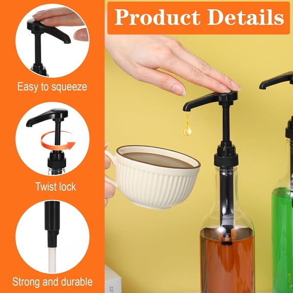 4 Pcs Syrup Bottles with Pump, 25 oz / 750 ml Long Neck Clear Bottles Plastic Syrup Pump Dispenser for Coffee Bar Accessories Home Party$$Home Decor, Kitchen, & Other