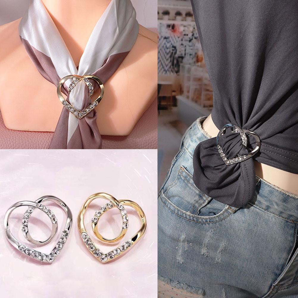 5pcs Silver Scarf Ring Clip T-shirt Tie Clip Metal Round Buckle Clothing  Ring