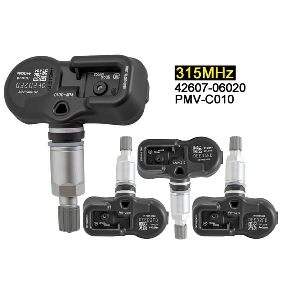 4 Pcs TPMS Tire Pressure Sensor 315MHz, Compatible with Toyota Camry, Corolla, Avalon, Yaris, Prius, For Lexus Models, OEM 42607-06020, PMV-C010