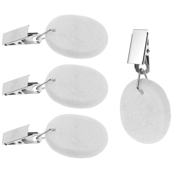NIAIZEK 4pcs Stone and Iron Tablecloth Clips Windproof Tablecloth Holders Wrinkle Remover Simple Design Smooth