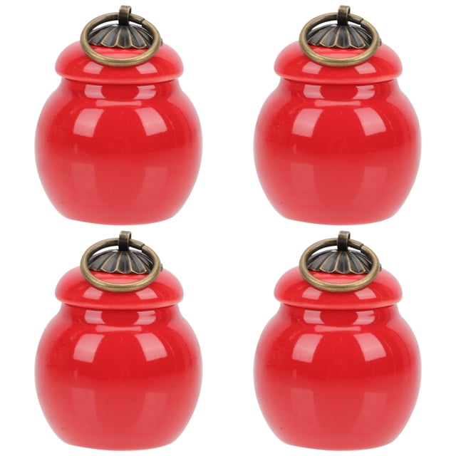 4 Pcs Tea Food Dispensers Ceramics Can Lip Balm Containers with Lids