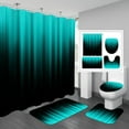 thumbnail image 1 of 4 Pcs Teal and Black Shower Curtain Bathroom Set with Rugs, Toilet Lid Cover and Bath Mat, Gradient Teal Shower Curtain with 12 Hooks, Bathroom Decor Set, 1 of 6