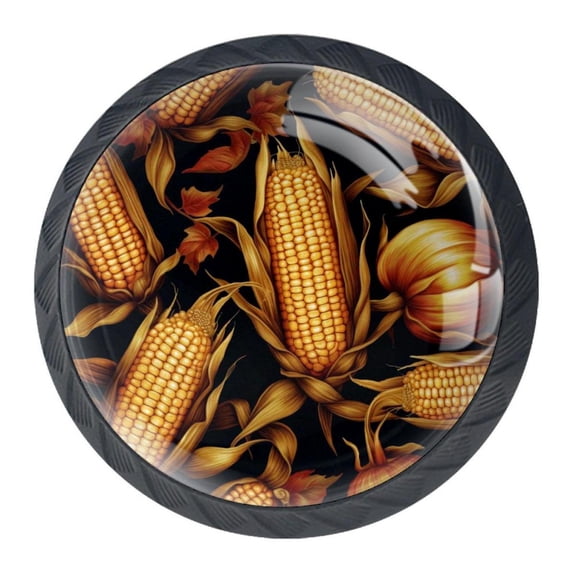 4 Pcs Thanksgiving Corn Knobs for Kitchen Cabinet Cupboard Dresser Bookcase Drawer Pulls Handles Round Home Decor