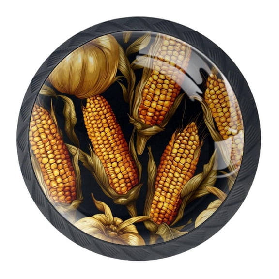 4 Pcs Thanksgiving Corn Knobs for Kitchen Cabinet Cupboard Dresser Bookcase Drawer Pulls Handles Round Home Decor