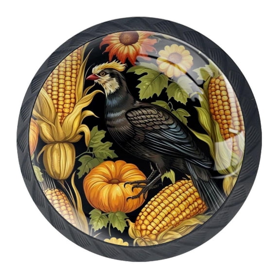 4 Pcs Thanksgiving Corn Knobs for Kitchen Cabinet Cupboard Dresser Bookcase Drawer Pulls Handles Round Home Decor