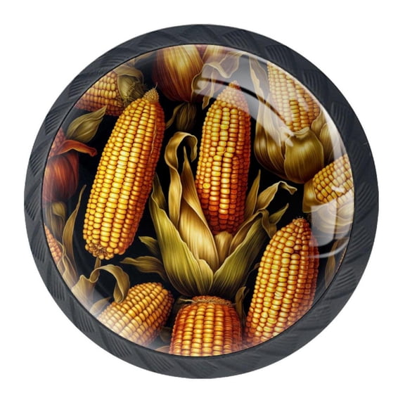 4 Pcs Thanksgiving Corn Knobs for Kitchen Cabinet Cupboard Dresser Bookcase Drawer Pulls Handles Round Home Decor