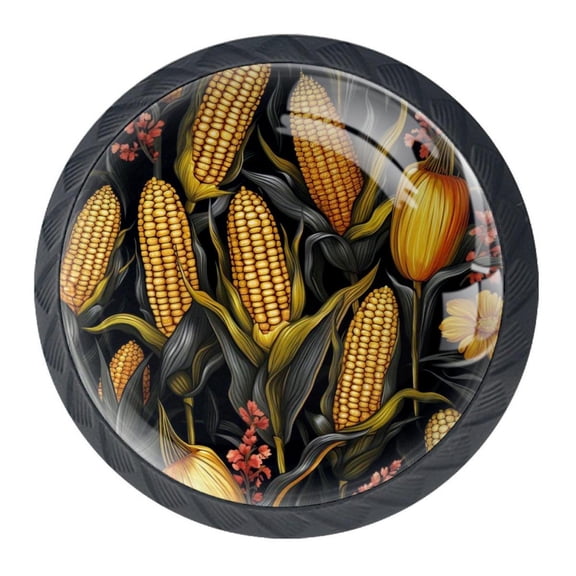 4 Pcs Thanksgiving Corn Knobs for Kitchen Cabinet Cupboard Dresser Bookcase Drawer Pulls Handles Round Home Decor
