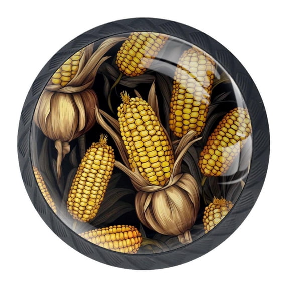 4 Pcs Thanksgiving Corn Knobs for Kitchen Cabinet Cupboard Dresser Bookcase Drawer Pulls Handles Round Home Decor