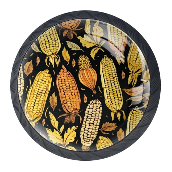 4 Pcs Thanksgiving Corn Knobs for Kitchen Cabinet Cupboard Dresser Bookcase Drawer Pulls Handles Round Home Decor