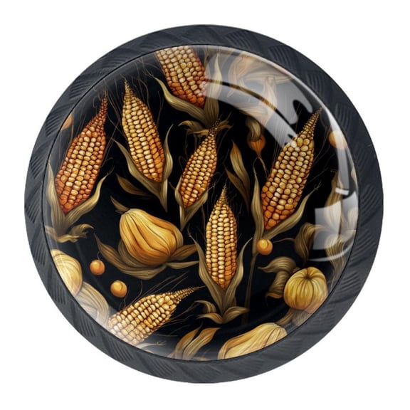 4 Pcs Thanksgiving Corn Knobs for Kitchen Cabinet Cupboard Dresser Bookcase Drawer Pulls Handles Round Home Decor