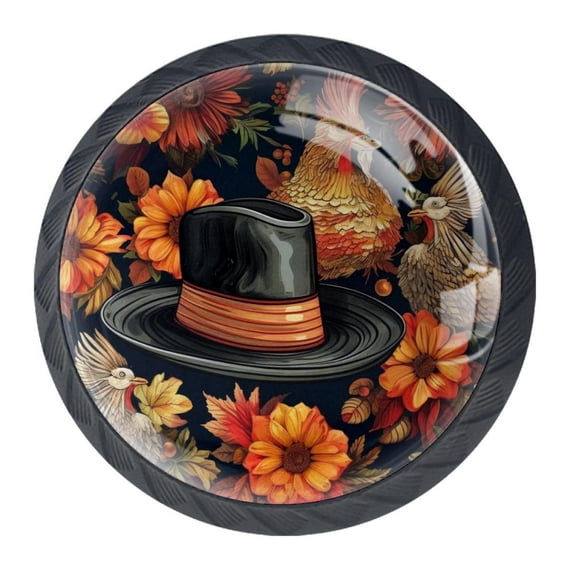 4 Pcs Thanksgiving Hat Knobs for Kitchen Cabinet Cupboard Dresser Bookcase Drawer Pulls Handles Round Home Decor