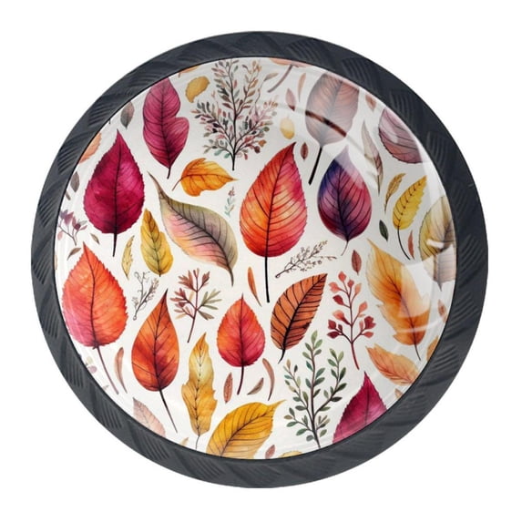 4 Pcs Thanksgiving Leaves Knobs for Kitchen Cabinet Cupboard Dresser Bookcase Drawer Pulls Handles Round Home Decor