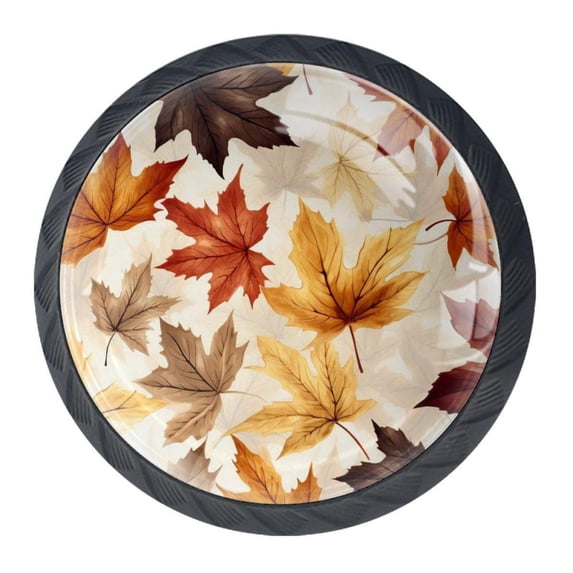 4 Pcs Thanksgiving Leaves Knobs for Kitchen Cabinet Cupboard Dresser Bookcase Drawer Pulls Handles Round Home Decor