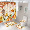 thumbnail image 1 of 4 Pcs Thanksgiving Shower Curtain Sets with Non-Slip Rugs, Toilet Lid Cover and Bath Mat, 12 Hooks, Suitrable for Fall Home Bathroom Decorations 1 Set Orange, 1 of 5