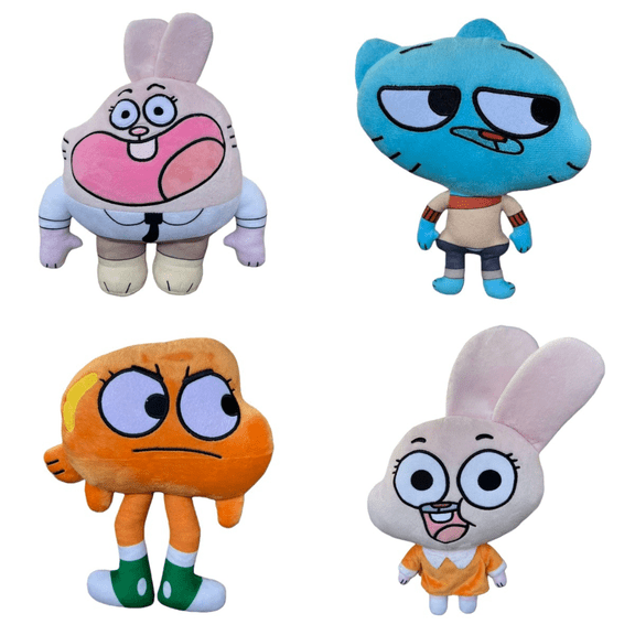 4 Pcs The Amazing World of Gumball Plush Doll Set, Soft Stuffed Animal Toys for Gift & Home Decoration