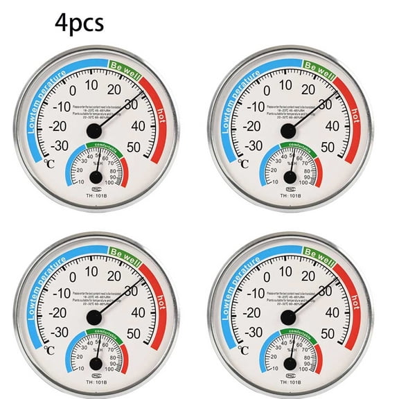 4 Pcs ThermometerHygrometer Thermo Analogue Humidity Stand White Wireless Indoor Room Climate Control Measurement Meter