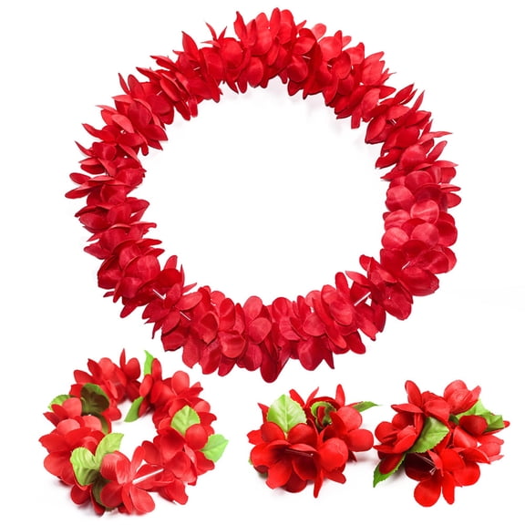 4 Pcs Thicken 41 Inch Multicolour Hawaiian Leis for Graduation Party, Dance Party, Photo Prop in Outdoors