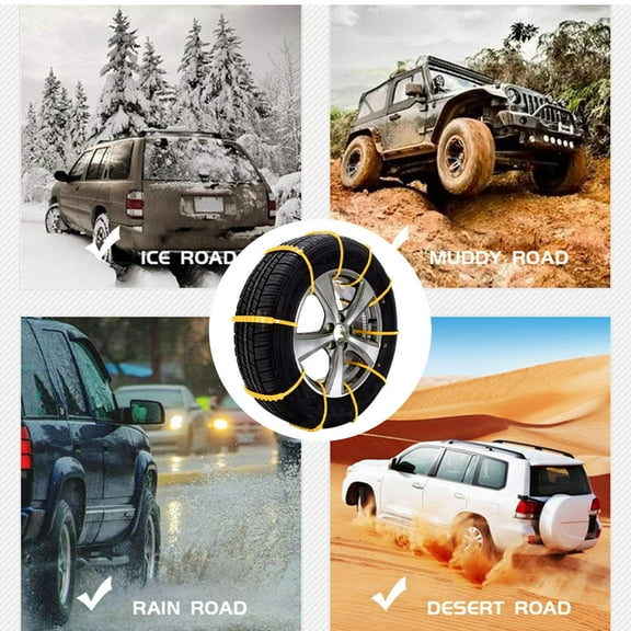 4 Pcs Thickened Car Tire Snow Chains Winter Anti-Skid Chains for Snowy Icy Roads Driving Safety