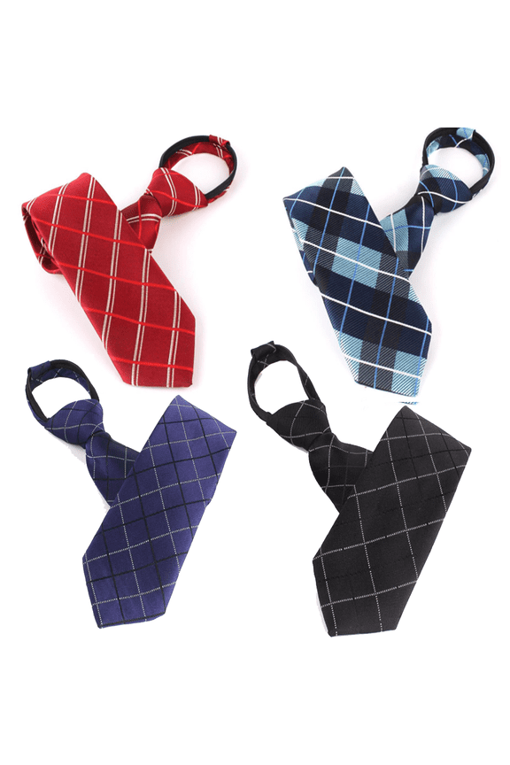 4 Pcs Ties for Boys Kids 15 Inch Plaid Pre-tied Adjustable Neckties Boys Tie for Graduation School Uniforms Wedding Christmas Party Gifts