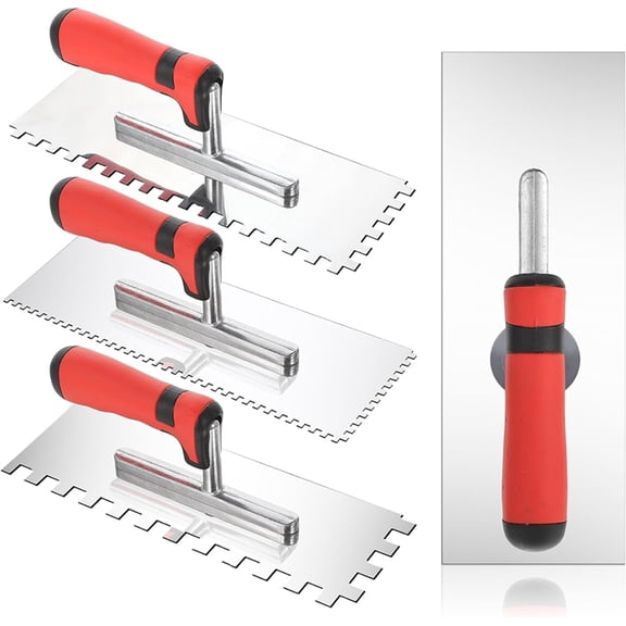 4 Pcs Tile Tools Stainless Steel Square Notched Trowel Set Masonry Hand Kit for Wall Floor Tiling Installation,4 pcs * tile trowel