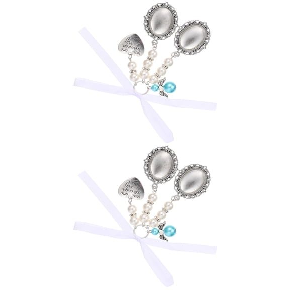 4 Pcs Pendant Set with Oval Photo Frame Charms for Bride Wedding Bouquet Jewelry Keychain