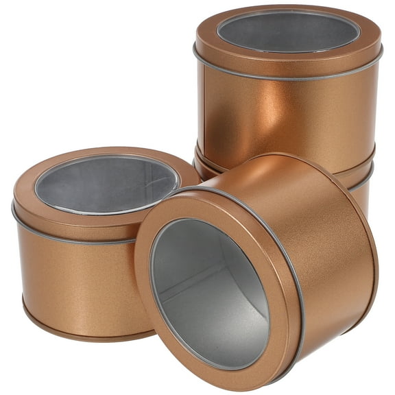 4 Pcs Tin Box with Window Cookie Clear Top Cake Lip Balm Containers Boxes Tinplate