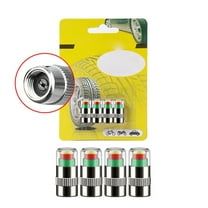 4 Pcs Tire Pressure Monitor Stem Caps, 2.4Bar 36Psi Car Tire Pressure Monitor with 3-Color Eye Alert, Universal Stem Caps for Cars (Silver)