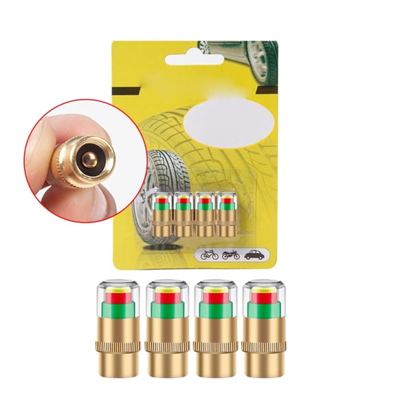4 Pcs Tire Pressure Monitor Stem Caps 4Bar 36Psi Car Tire Pressure Gauge, Universal 3-Color Eye Alert Stem Caps For Cars, Motorcycles, Trucks, Suvs, Rvs & More