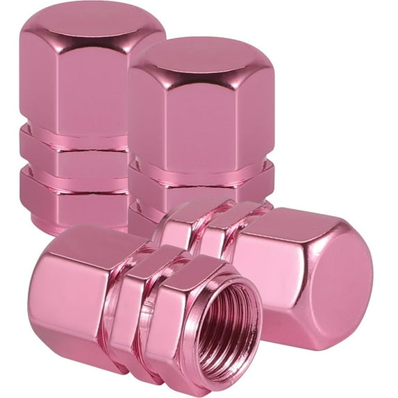 4 Pcs Tire Valve Stem Caps, 0.72in Car Wheel Valve Cap Universal for Car Bike Motorcycle Anti Crash Aluminum Alloy Pink Tyre Valve Stem Cover Valve Dust Cap Tire Valve Cap