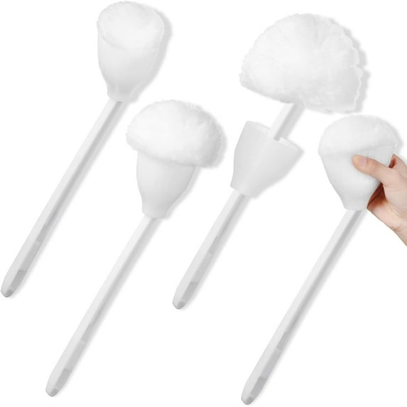 4 Pcs Toilet Brush,Happon White Soft Swab Toilet Mops for Bathroom Toilet,Soft Toilet Bowl Brushes with Long Handles,Toilet Cleaning Wand Toilet Scrubber Bathroom Accessories