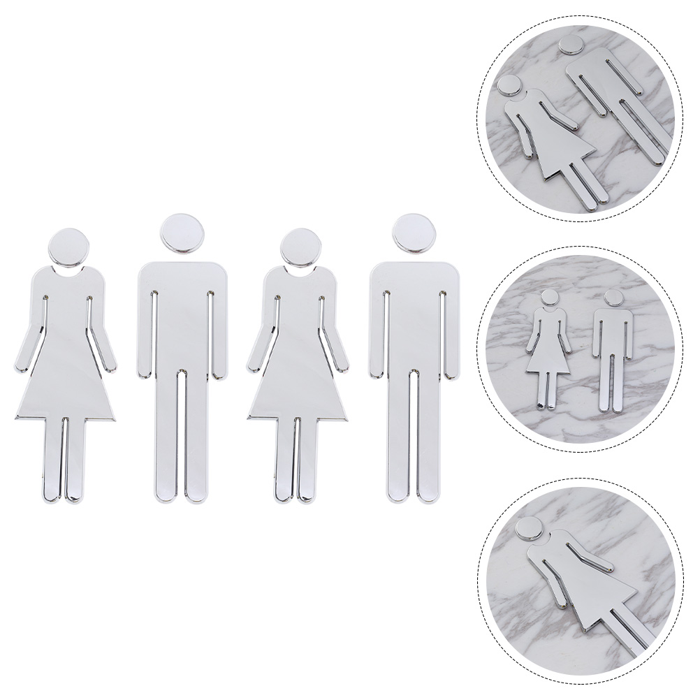 4 Pcs Toilet Signs Toilet Identification Plate Restroom Sign Washroom