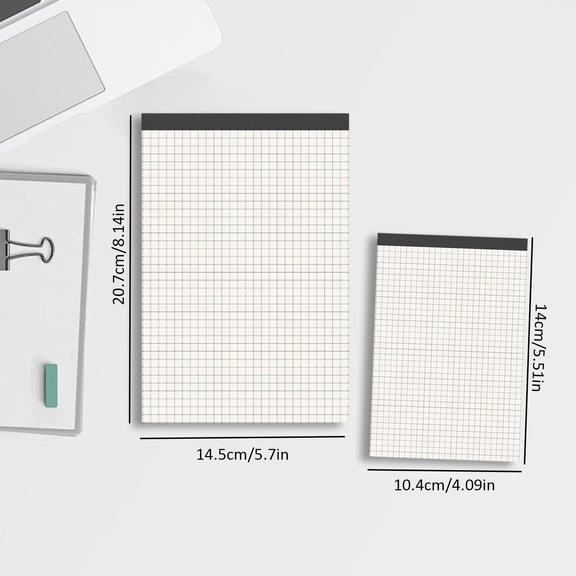 4 Pcs Top Spiral Notebook, Blank/Lined/Graph Paper Memo Notebooks, 70 Sheets Thick Paper Notepads, Office Tearable Memo Set, 4-Pack Assorted Paper Notebooks, Perforated Writing Notepads for Work,A