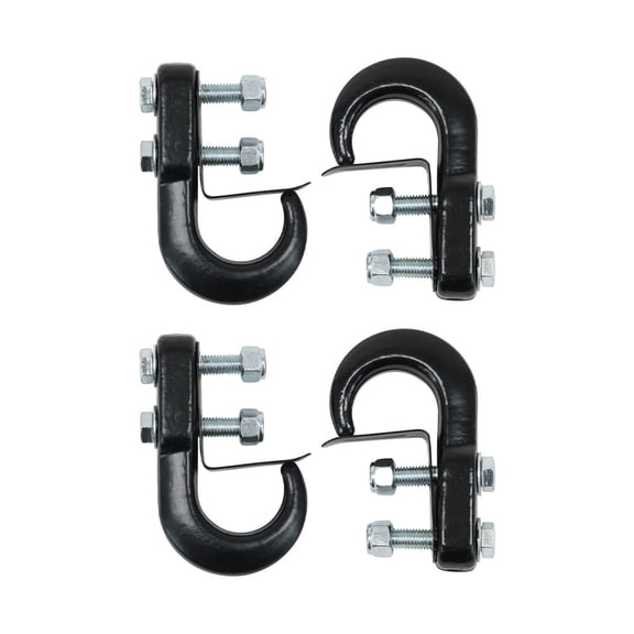 4 Pcs Tow Hook for Trucks - 10,000 lbs Capacity - Black Powder Coated Forged Steel Universal Recovery Tow Hook w/ Safety Latch Clip for Jeep, Chevy - Tow Truck Accessories