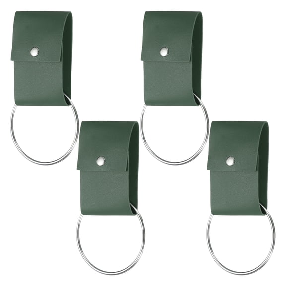 4 Pcs Towel Ring Holder with Loop, Kitchen Bathroom Dish Towels Holder Leather Wall Hook Oven Door Hanger for Home, Green