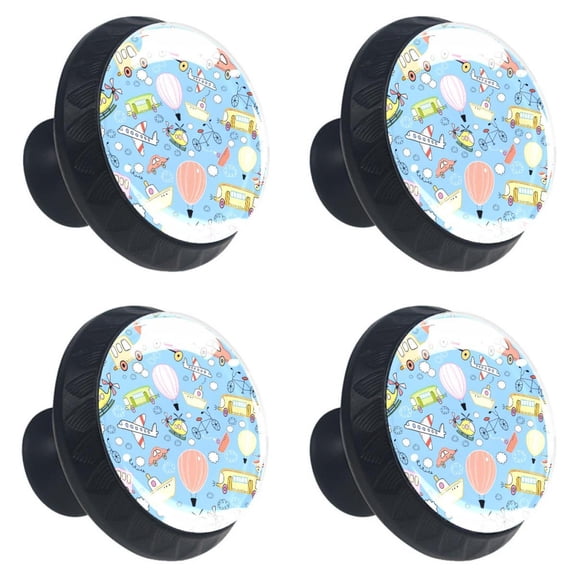 4 Pcs Toy Play Airplane Bicycle Knobs for Kitchen Cabinet Cupboard Dresser Bookcase Drawer Pulls Handles Round Home Decor
