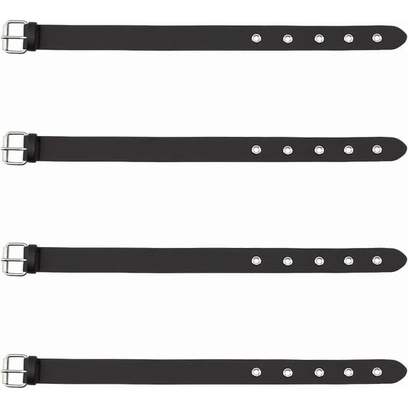 4 Pcs Traditional Kilt Extender Straps 15.74x1 Black Imitation Leather Cuff Belt Buckle Leather Shirt Sleeve Holders with Iron Buckle Men Women Adjustable Armband
