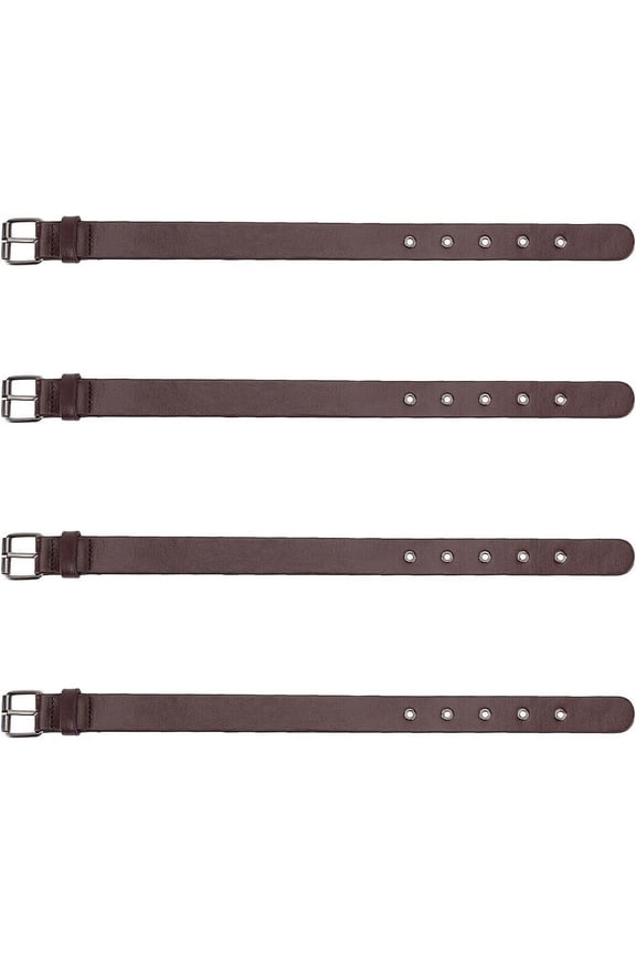 4 Pcs Traditional Kilt Extender Straps Imitation Leather Cuff Belt Buckles 16.5x1 Dark Coffee Leather Adjustable Belt with Metal Square Buckle Women's Belt for Coat Dress DIY Brown