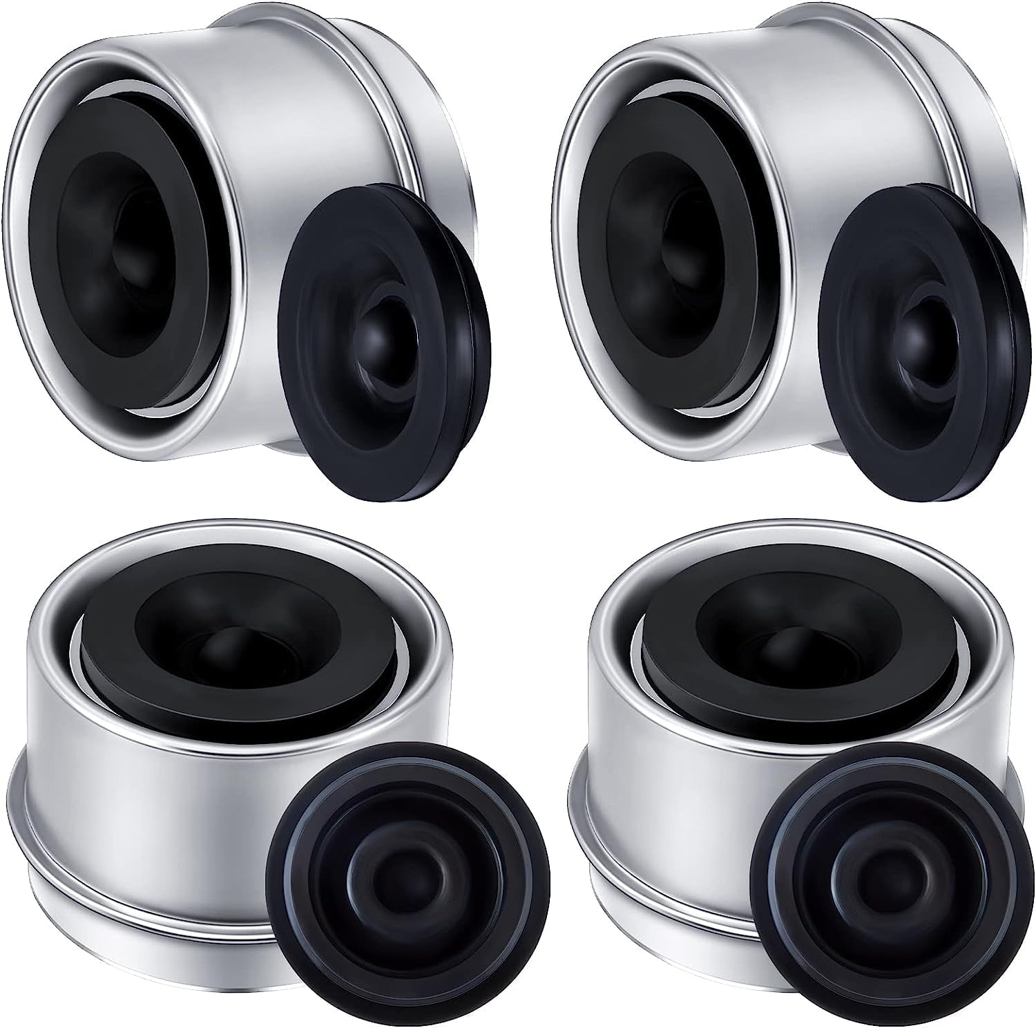 4 Pcs Trailer Hub Caps with 8 Rubber Plugs, Trailer Axle Bearing Dust