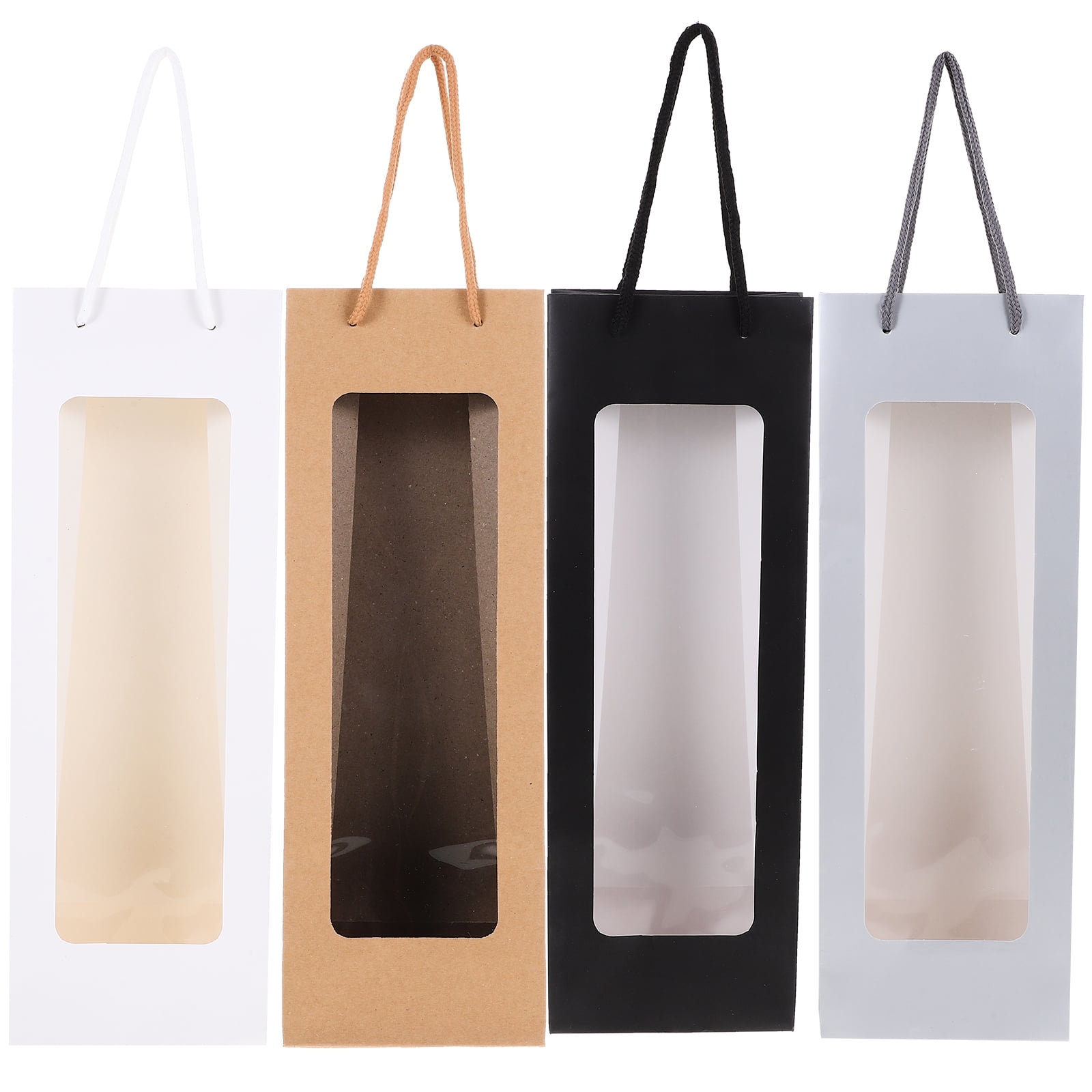 4 Pcs Transparent Red Wine Paper Bag Whiskey Decanter Tall Gift Bags