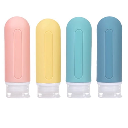 4 Pcs Travel Bottles Set,3oz/90ml Travel Bottles & Containers, Silicone Empty Squeeze Bottles for Travel Toiletries ,Shampoo and Conditioners Leak Proof