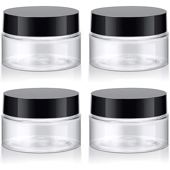 4 Pcs Travel Cosmetic Jars Round Plastic Container Jars, Clear Wide-Mouth Slime Containers Travel Pots Plastic Bottles With Lids Travel Toiletries For DIY Travel Makeup Creams Beauty Supplies