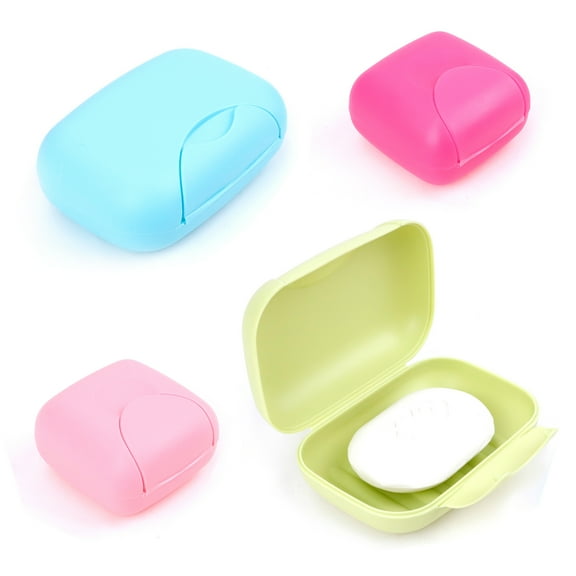 4 Pcs Travel Soap Container, Portable Travel Soap Holder Dish, Plastic Bar Soap Holder for Bathroom, Shower, Camping, Gym, Outdoor, Home